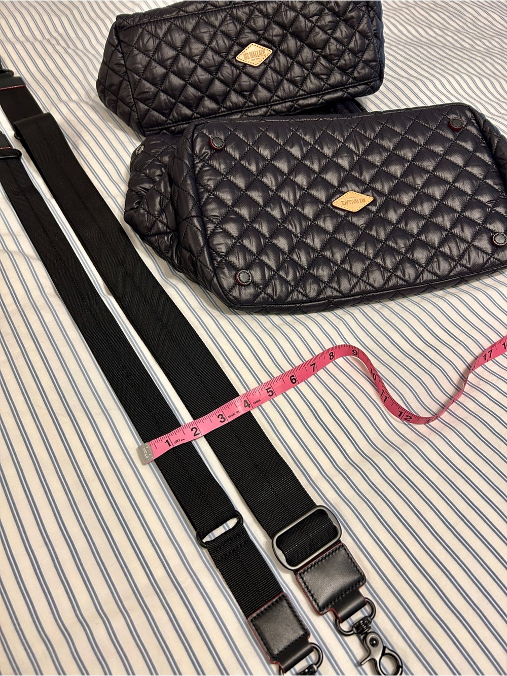 Bundle of 2 MZ Wallace Quilted Metro Totes in Black